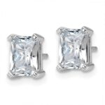 14k White Gold 3 carat Certified Lab Grown Diamond VS+ F+ Radiant Complete Four Prong Stud Earrings - Image 2