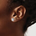 14k White Gold 3 carat Certified Lab Grown Diamond VS+ F+ Radiant Complete Four Prong Stud Earrings - Image 3