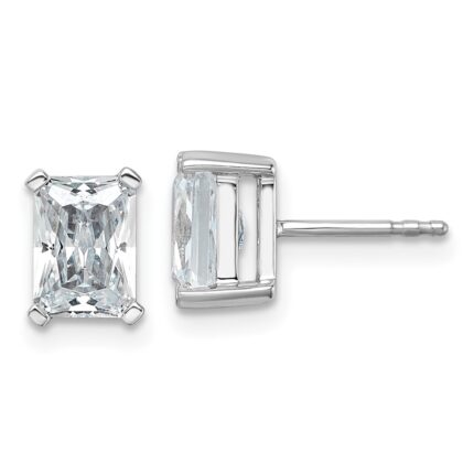 14k White Gold 3 carat Certified Lab Grown Diamond VS+ F+ Radiant Complete Four Prong Stud Earrings