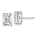 14k White Gold 4 carat Certified Lab Grown Diamond VS/SI+ G+ Radiant Complete Four Prong Stud Earrings