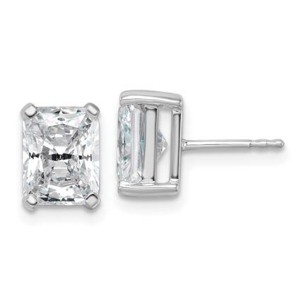 14k White Gold 4 carat Certified Lab Grown Diamond VS/SI+ G+ Radiant Complete Four Prong Stud Earrings
