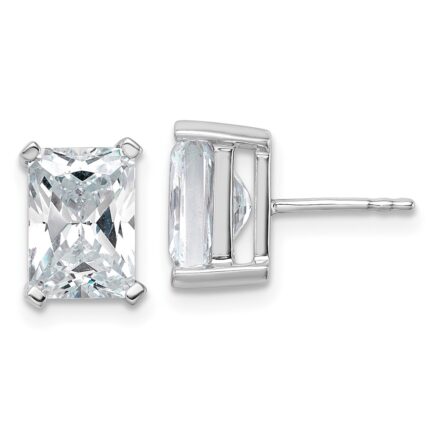 14k White Gold 5 carat Lab Grown Diamond VS/SI+ G+ Radiant Complete Four Prong Stud Earrings