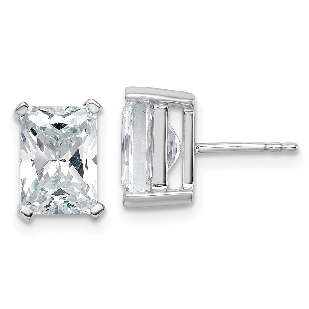 EM8796-500-WAA-1.jpg 14k White Gold 5 carat Lab Grown Diamond VS/SI+ G+ Radiant Complete Four Prong Stud Earrings - Image 1