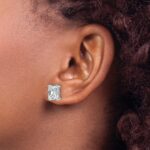 14k White Gold 5 carat Lab Grown Diamond VS/SI+ G+ Radiant Complete Four Prong Stud Earrings - Image 3
