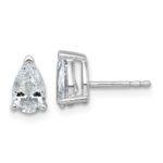 14k White Gold 1 1/2 carat Lab Grown Diamond VS+ F+ Complete Pear Three Prong Stud Earrings
