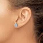 14k White Gold 4 carat Lab Grown Diamond VS/SI+ G+ Complete Pear Three Prong Stud Earrings - Image 3