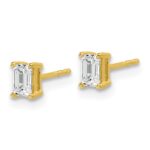 14k 3/4 carat Lab Grown Diamond VS/SI+ G+ Emerald Complete Four Prong Stud Earrings - Image 2