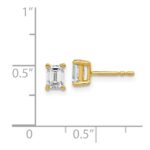 14k 3/4 carat Lab Grown Diamond VS/SI+ G+ Emerald Complete Four Prong Stud Earrings - Image 3