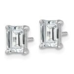 14k White Gold 2 carat Lab Grown Diamond VS/SI+ G+ Emerald Complete Four Prong Stud Earrings - Image 2