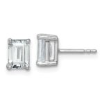 14k White Gold 2 carat Lab Grown Diamond VS+ F+ Emerald Complete Four Prong Stud Earrings