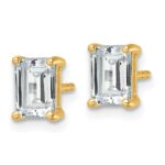 14k 2 carat Certified Lab Grown Diamond VS+ F+ Emerald Complete Four Prong Stud Earrings - Image 2