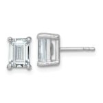 14k White Gold 3 carat Lab Grown Diamond VS/SI+ G+ Emerald Complete Four Prong Stud Earrings