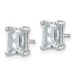 14k White Gold 3 carat Certified Lab Grown Diamond VS/SI+ G+ Emerald Complete Four Prong Stud Earrings - Image 2
