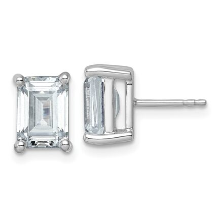 14k White Gold 5 carat Certified Lab Grown Diamond VS/SI+ G+ Emerald Complete Four Prong Stud Earrings