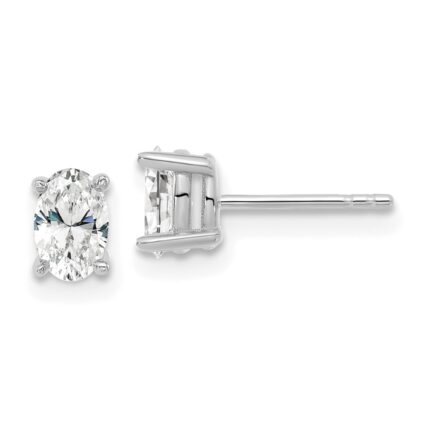 14k White Gold 5/8 carat Lab Grown Diamond VS/SI+ G+ Complete Oval Four Prong Stud Earrings