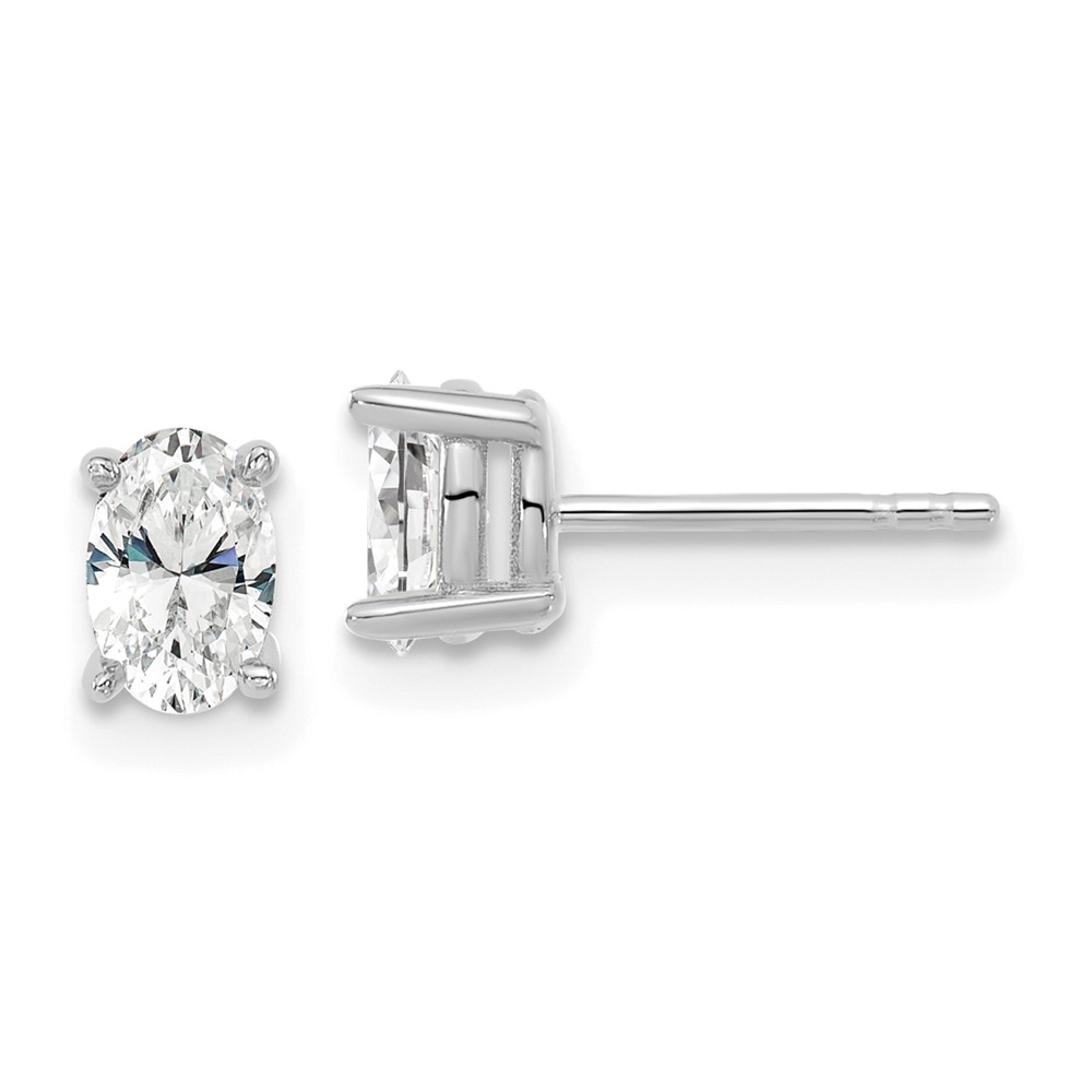 EM8799-066-WAA-1.jpg 14k White Gold 5/8 carat Lab Grown Diamond VS/SI+ G+ Complete Oval Four Prong Stud Earrings - Image 1