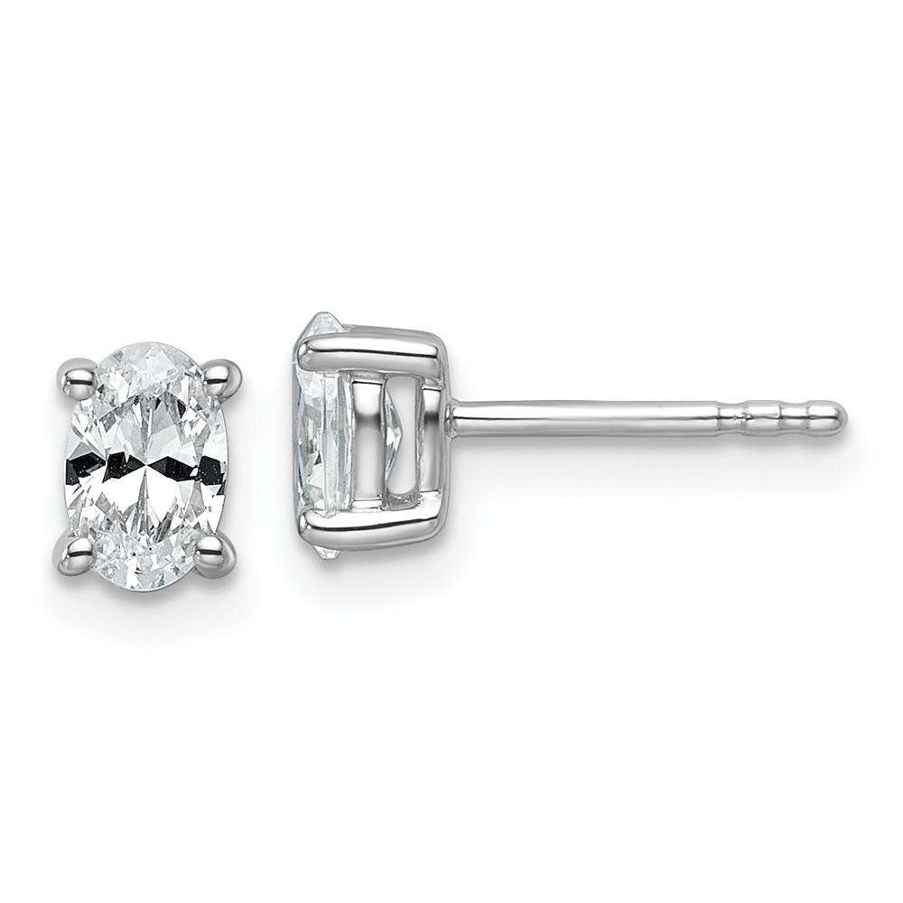 EM8799-075-WAA.jpg 14k White Gold 3/4 carat Certified Lab Grown Diamond VS+ F+ Complete Oval Four Prong Stud Earrings - Image 1
