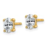 14k 3/4 carat Lab Grown Diamond VS+ F+ Complete Oval Four Prong Stud Earrings - Image 2