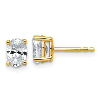14k 1 carat Lab Grown Diamond VS/SI+ G+ Complete Oval Four Prong Stud Earrings