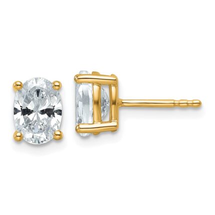 14k 1 1/2 carat Certified Lab Grown Diamond VS+ F+ Complete Oval Four Prong Stud Earrings