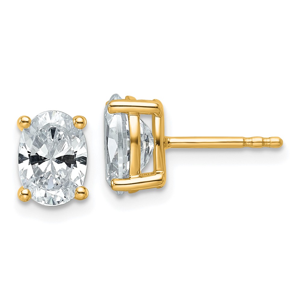 EM8799-200-YAA.jpg 14k 2 carat Certified Lab Grown Diamond VS+ F+ Complete Oval Four Prong Stud Earrings - Image 1
