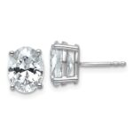 14k White Gold 3 carat Lab Grown Diamond VS+ F+ Complete Oval Four Prong Stud Earrings
