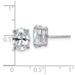 14k White Gold 3 carat Lab Grown Diamond VS+ F+ Complete Oval Four Prong Stud Earrings - Image 4