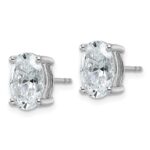 14k White Gold 4 carat Certified Lab Grown Diamond VS/SI+ G+ Complete Oval Four Prong Stud Earrings - Image 2
