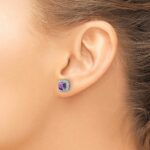 14k White Gold 3/8 carat Lab Grown Diamond VS/SI+ G+ February Birthstone Amethyst Halo Post Earrings - Image 3