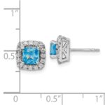 14k White Gold 3/8 carat Lab Grown Diamond VS/SI+ G+ December Birthstone Blue Topaz Halo Post Earrings - Image 4