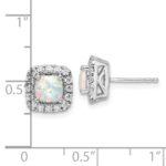 14k White Gold 3/8 carat Lab Grown Diamond VS/SI+ G+ October Birthstone Lab Created Opal Halo Post Earrings - Image 4