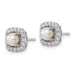 14k White Gold 3/8 carat Lab Grown Diamond VS/SI+ G+ June Birthstone Freshwater Cultered Pearl Halo Post Earrings - Image 2