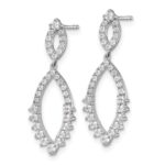 14k White Gold 3/4 carat Lab Grown Diamond VS/SI+ G+ Complete Fashion Dangle Post Earrings - Image 2