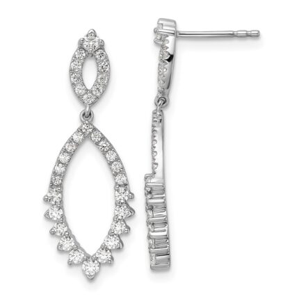 14k White Gold 3/4 carat Lab Grown Diamond VS/SI+ G+ Complete Fashion Dangle Post Earrings