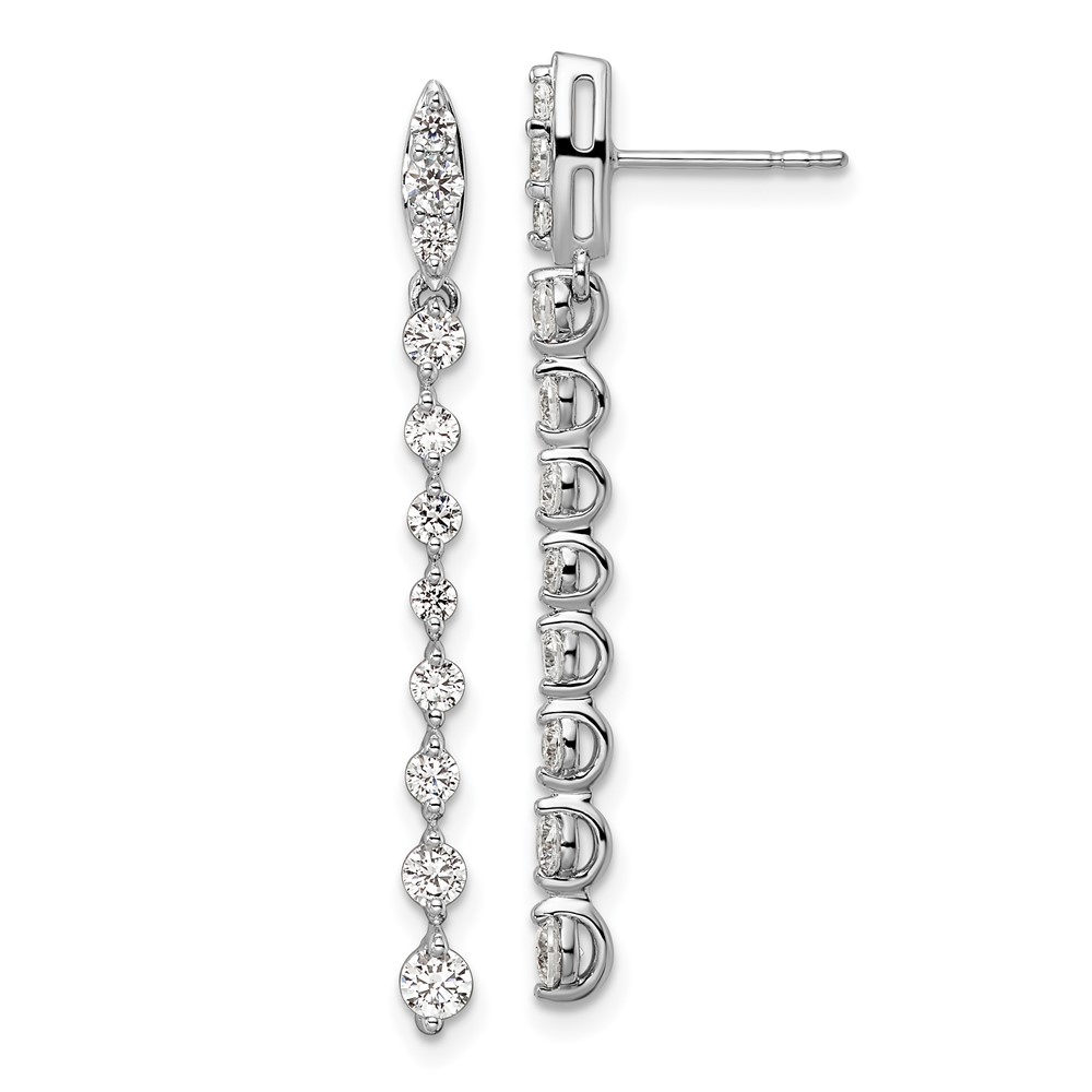 EM9114-100-WAA.jpg 14k White Gold 1 carat Lab Grown Diamond VS/SI+ G+ Complete Dangle Post Earrings - Image 1