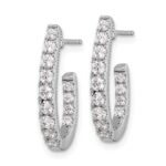 14k White Gold 1 carat Lab Grown Diamond VS/SI+ G+ Complete In and Out J-Hoop Hoop Earrings - Image 2