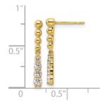 14k 1/3 carat Lab Grown Diamond VS/SI+ G+ Beaded Bar Dangle Post Earrings - Image 4