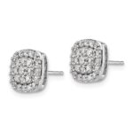 14k White Gold 7/8 carat Lab Grown Diamond VS/SI+ G+ Complete Square Halo Post Earrings - Image 2