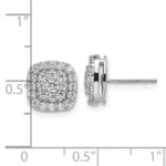 14k White Gold 7/8 carat Lab Grown Diamond VS/SI+ G+ Complete Square Halo Post Earrings - Image 4