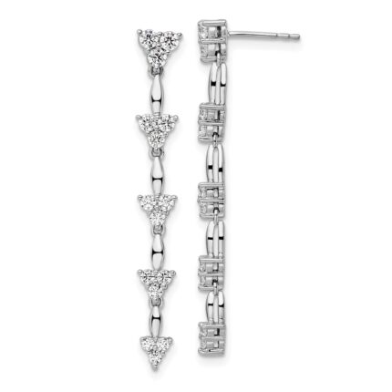 14k White Gold 1 carat Lab Grown Diamond VS/SI+ G+ Complete Marquise Dangle Cluster Post Earrings
