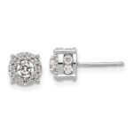 14k White Gold 1 carat Lab Grown Diamond VS/SI+ G+ Complete Round Fashion Halo Post Earrings