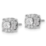 14k White Gold 1 carat Lab Grown Diamond VS/SI+ G+ Complete Round Fashion Halo Post Earrings - Image 2
