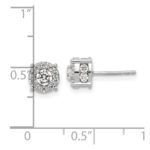 14k White Gold 1 carat Lab Grown Diamond VS/SI+ G+ Complete Round Fashion Halo Post Earrings - Image 4