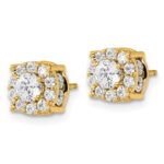 14k 1 1/2 carat Lab Grown Diamond VS/SI+ G+ Complete Round Fashion Halo Post Earrings - Image 2