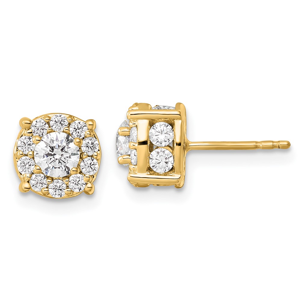 EM9203-150-YAA.jpg 10k 1 1/2 carat Lab Grown Diamond VS/SI+ G+ Complete Round Fashion Halo Post Earrings - Image 1