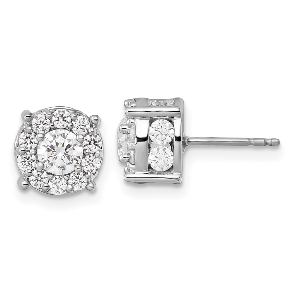 EM9203-200-WAA.jpg 10k White Gold 2 carat Lab Grown Diamond VS/SI+ G+ Complete Round Fashion Halo Post Earrings - Image 1