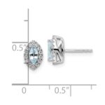 14k White Gold 1/5 carat Lab Grown Diamond VS/SI+ G+ and Aquamarine March Birthstone Post Earrings - Image 4