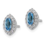 14k White Gold 1/5 carat Lab Grown Diamond VS/SI+ G+ and Blue Topaz December Birthstone Post Earrings - Image 2