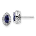 14k White Gold 1/5 carat Lab Grown Diamond VS/SI+ G+ and Lab Created Blue Sapphire September Birthstone Post Earrings