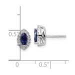 14k White Gold 1/5 carat Lab Grown Diamond VS/SI+ G+ and Lab Created Blue Sapphire September Birthstone Post Earrings - Image 4
